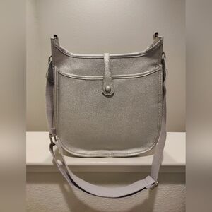 Metallic Silver Messenger Shoulder Crossbody Bag